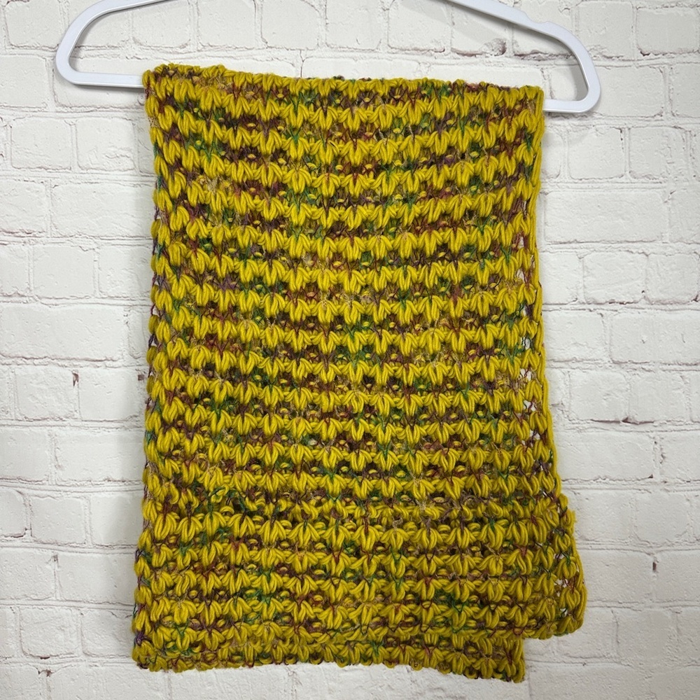 Infinity Scarf yellow brown green knit scarf‎
